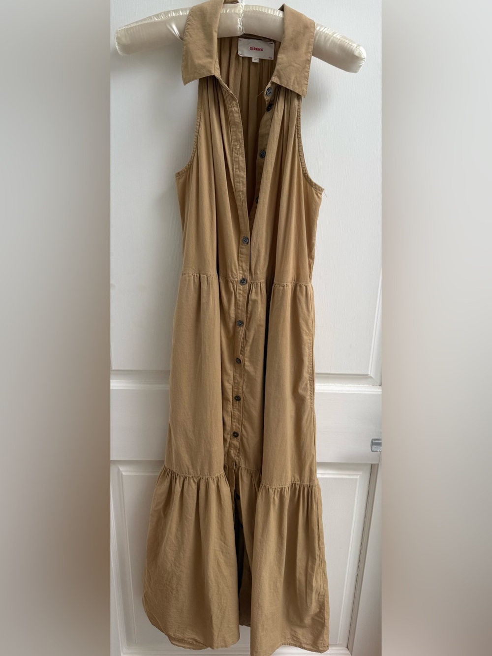 XiRENA Sleeveless Tiered Button-Front Maxi Dress in Taupe - Picture 5 of 6